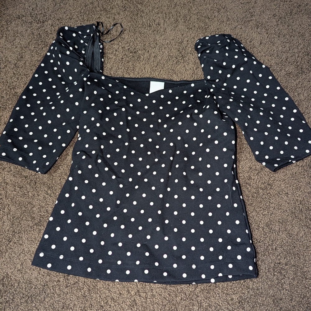 H&M Black and White Polka Dot Blouse